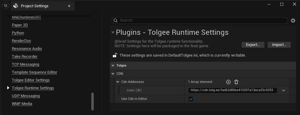 Tolgee Runtime Settings