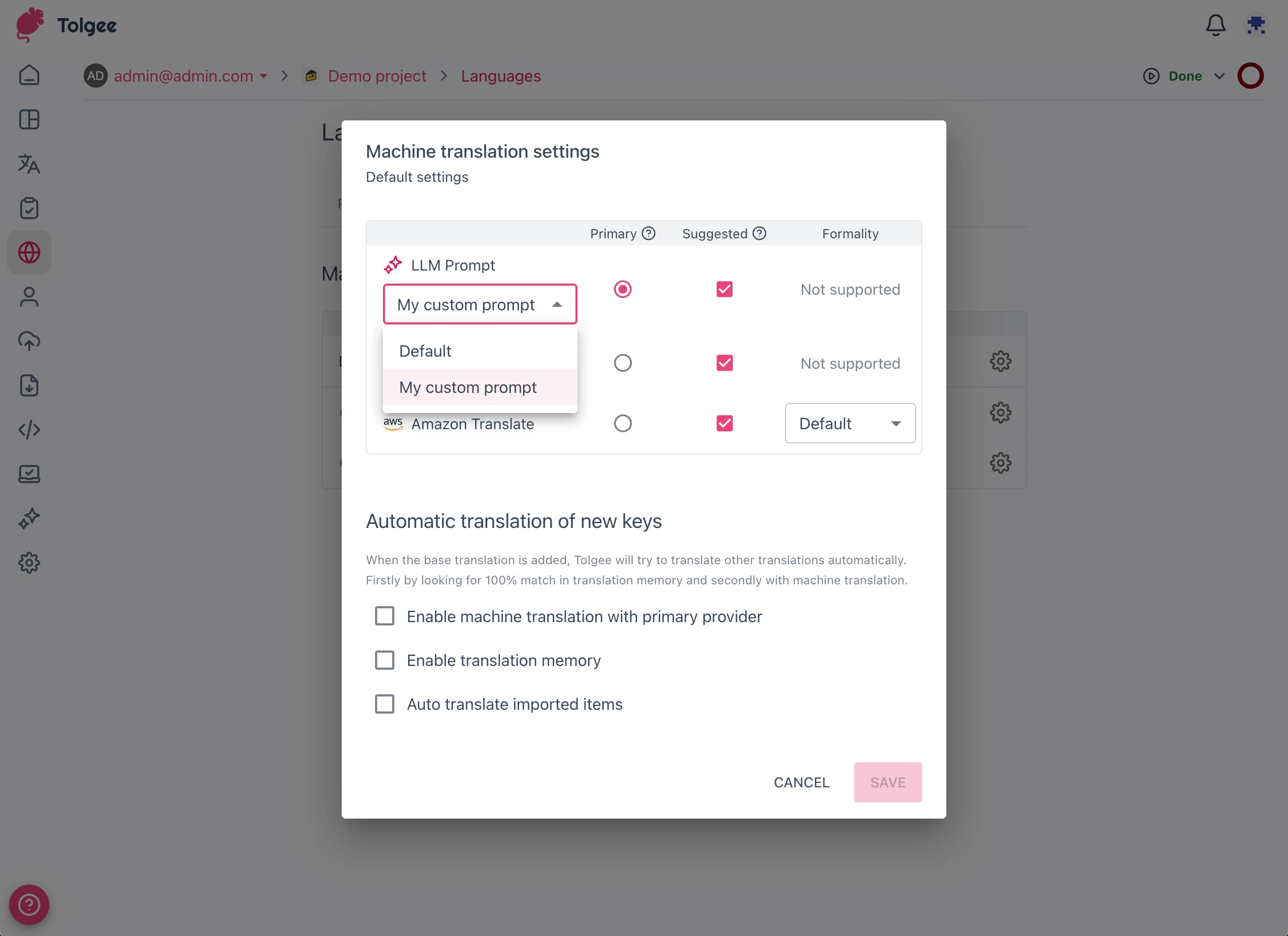 Providing project description