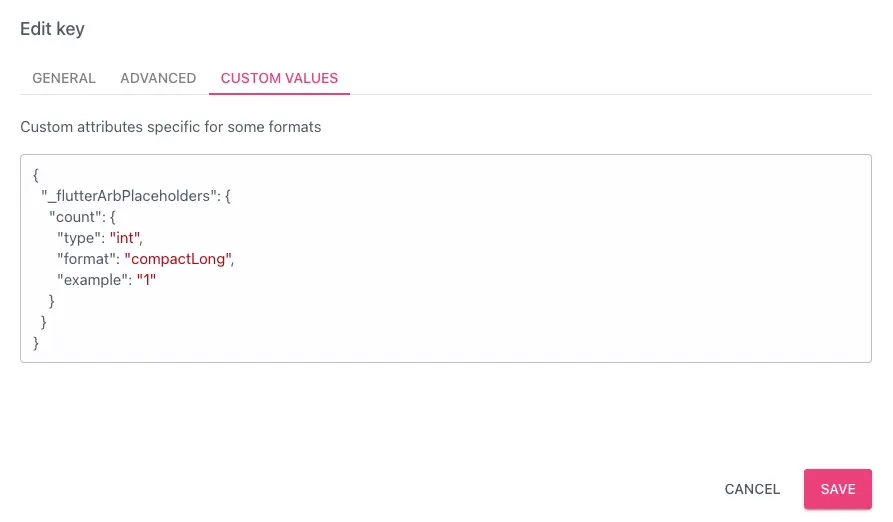 Flutter ARB custom values