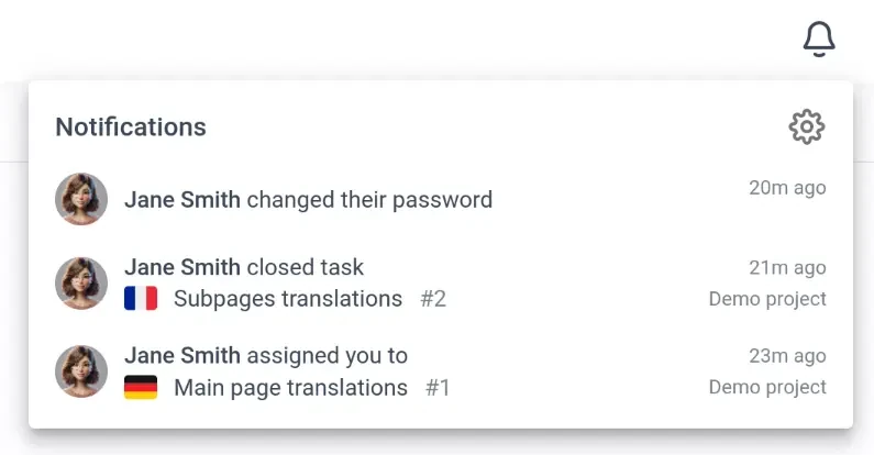 Notifications pop-up