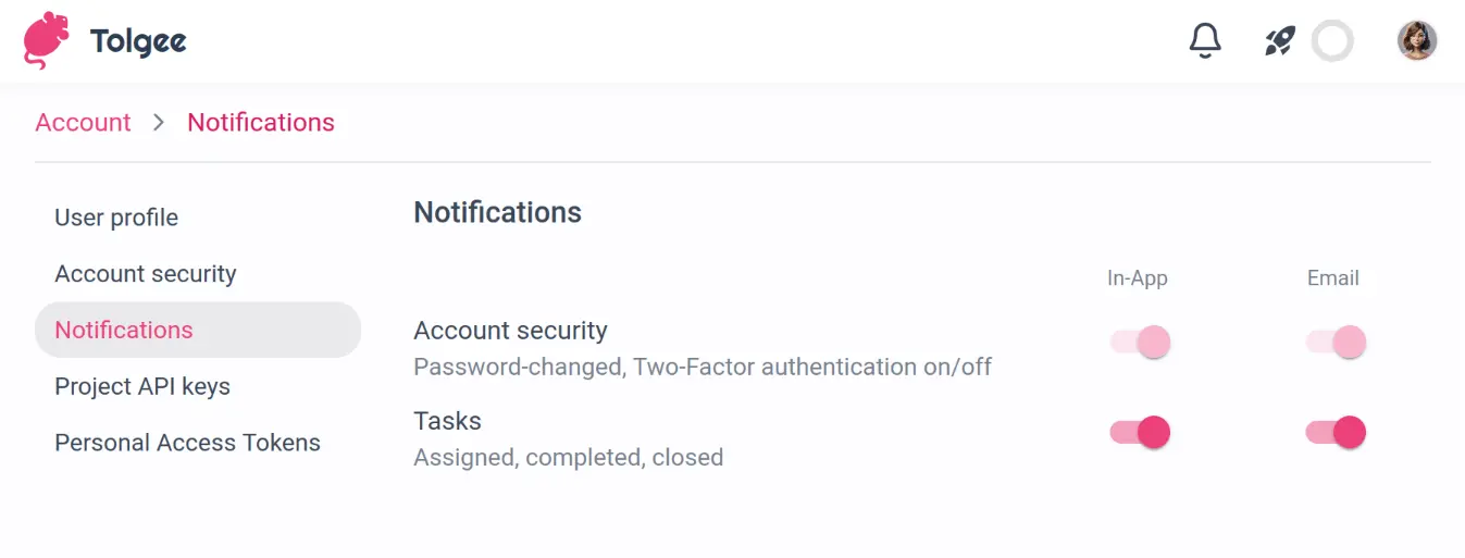 Notification settings